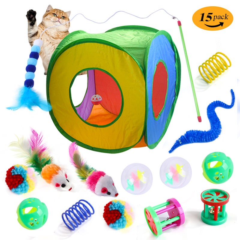 New Product Pet Cat Toy Tunnel Set Cat Teasing Stick Interactive Plush Mouse Sound Toy Cat Supplies - Image 3